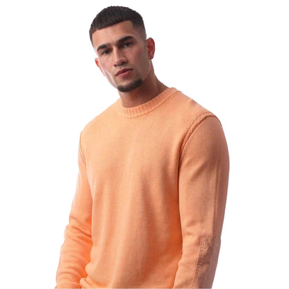 Pastel Orange - Side - Boss Mens Crew Neck Regular Casual Sweater Top