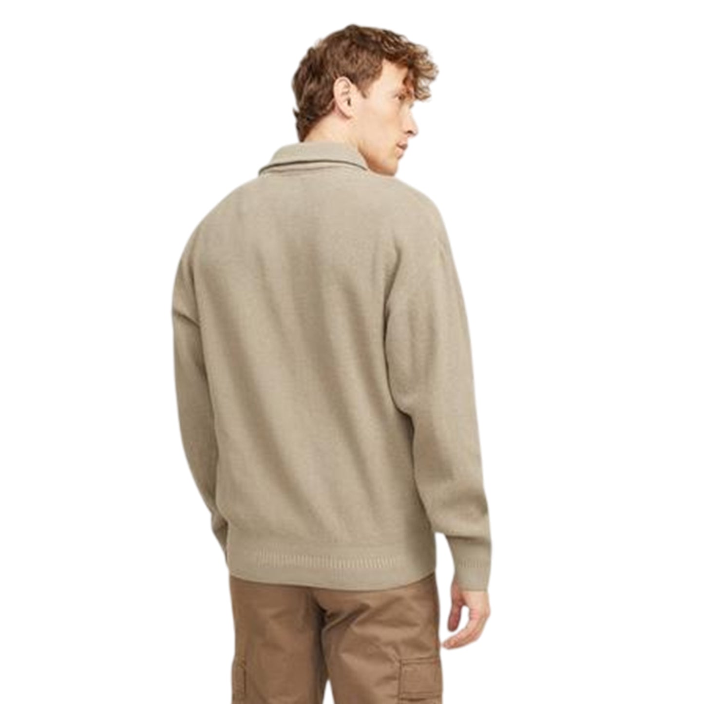 Crockery - Back - Jack And Jones Mens Rib Knit Relaxed Fit Raglan Jumper