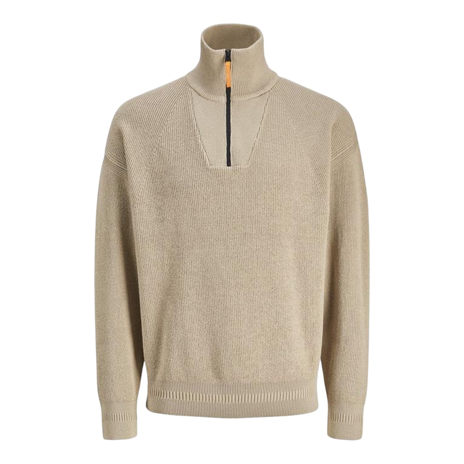 Crockery - Front - Jack And Jones Mens Rib Knit Relaxed Fit Raglan Jumper