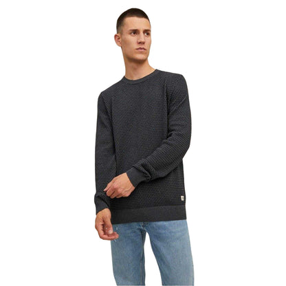 Dark Grey Melange - Side - Jack And Jones Mens Knitted Regular Jumper