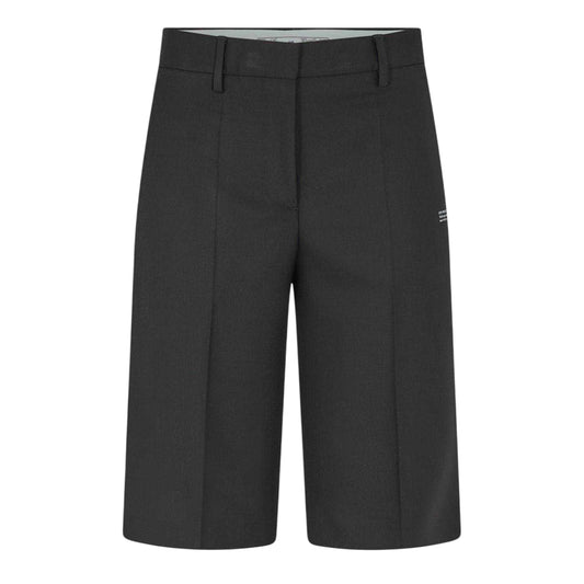 Black-White - Front - Off White Womens-Ladies Denim Solid Shorts