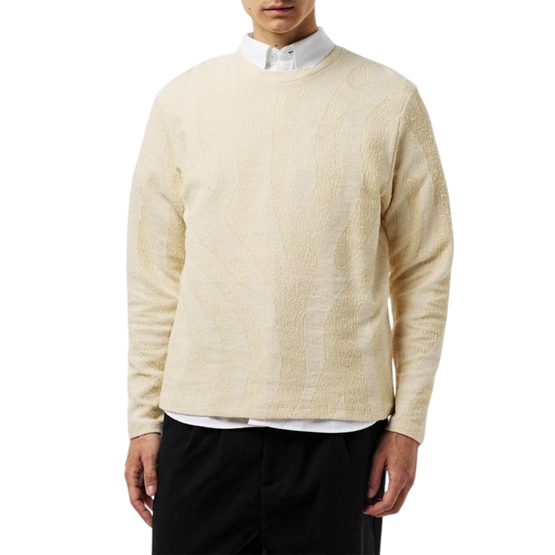 Ecru - Side - Jack And Jones Mens Ribbed Regular Jumper