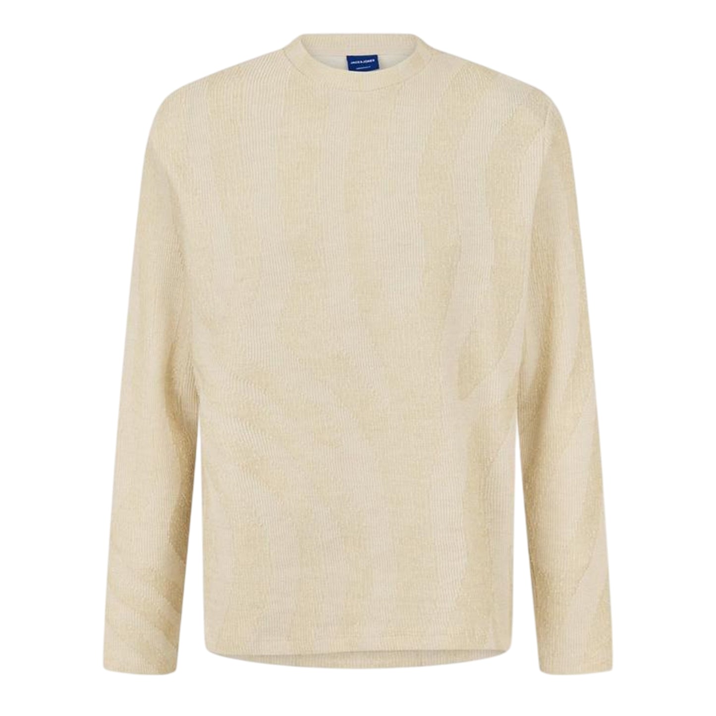 Ecru - Front - Jack And Jones Mens Ribbed Regular Jumper