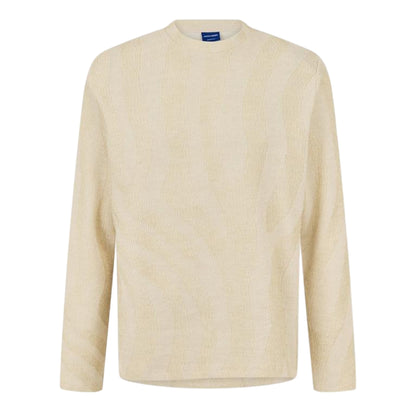 Ecru - Front - Jack And Jones Mens Ribbed Regular Jumper
