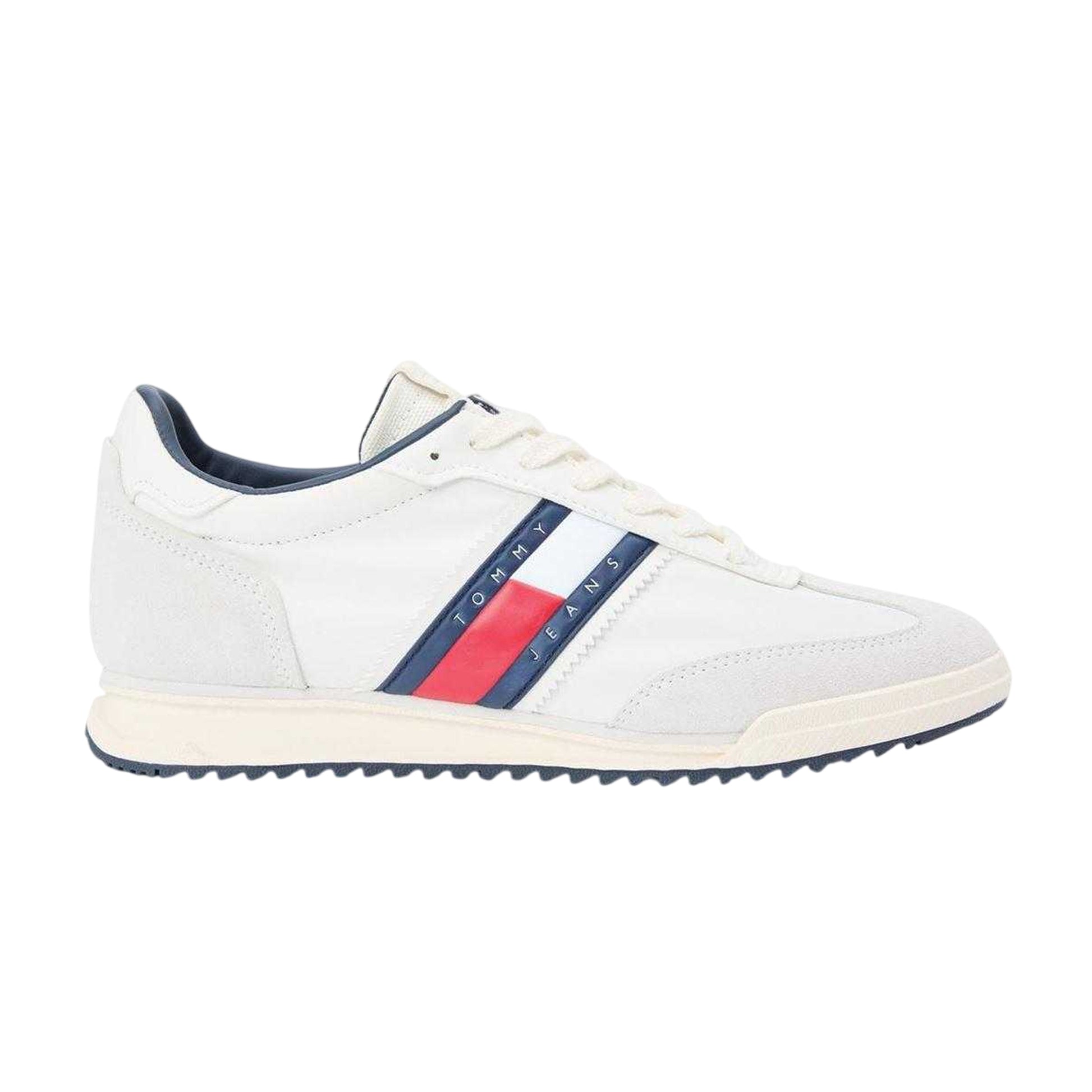 Ivory - Front - Tommy Jeans Mens Suede Running Trainers