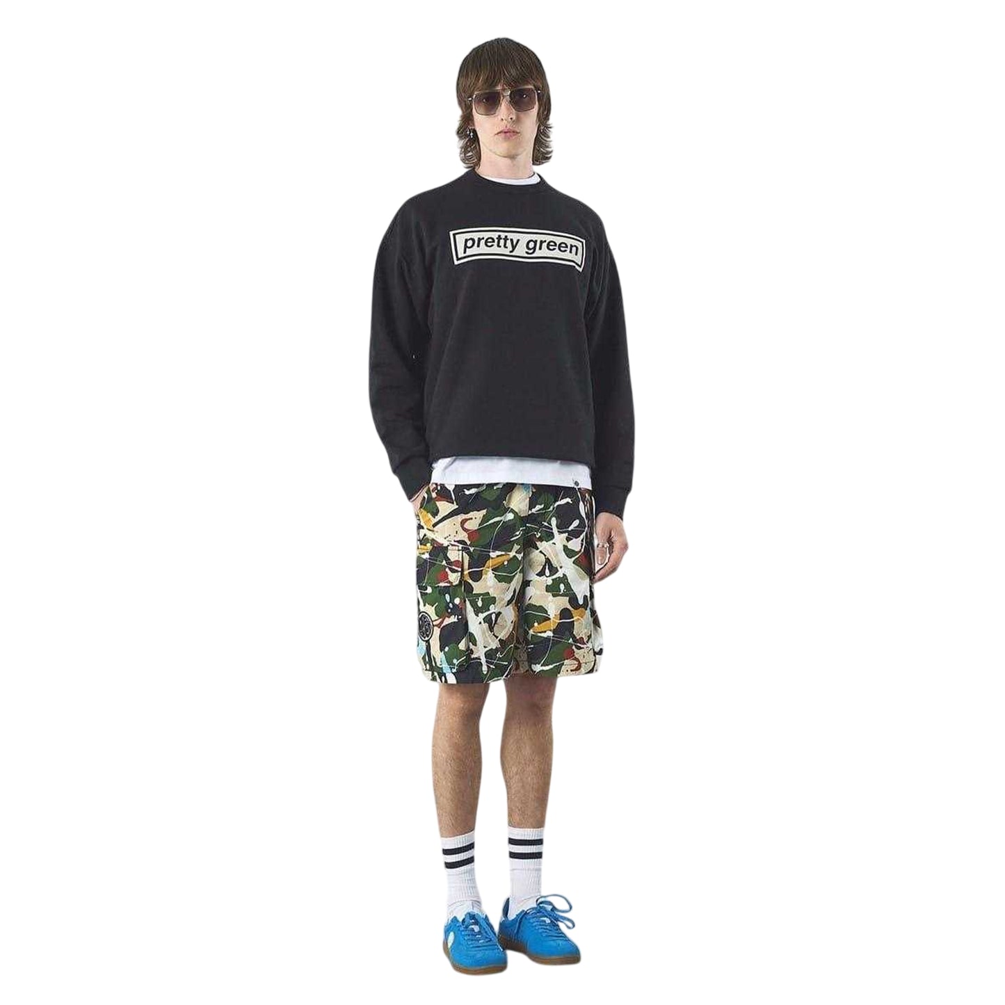 Black - Lifestyle - Pretty Green Mens Box Logo Cotton Sweatshirt