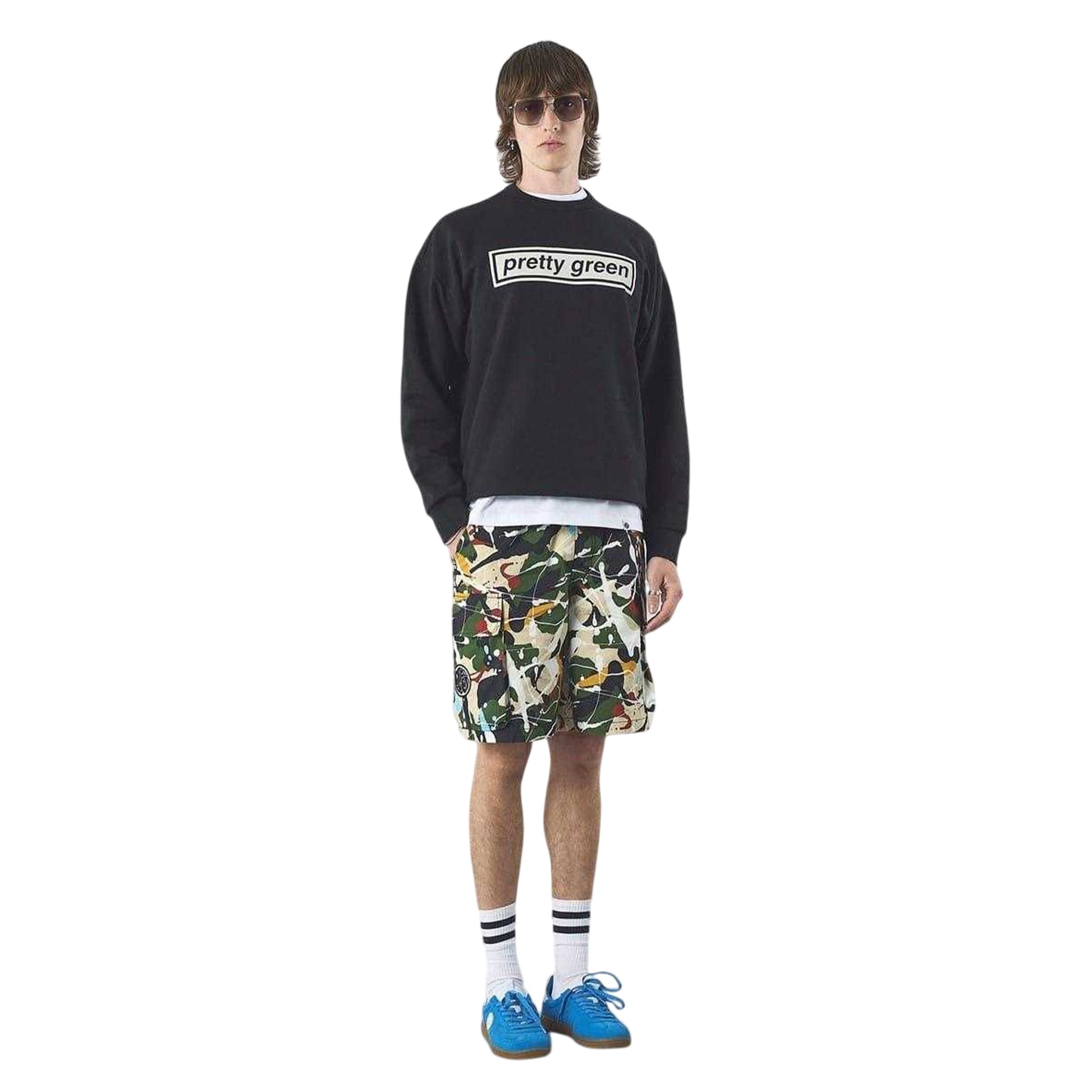 Black - Lifestyle - Pretty Green Mens Box Logo Cotton Sweatshirt