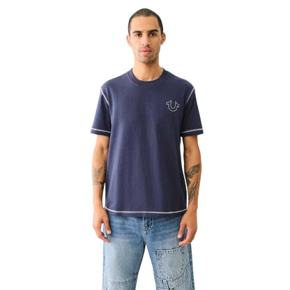 Dress Blue - Front - True Religion Mens Horseshoe T-Shirt
