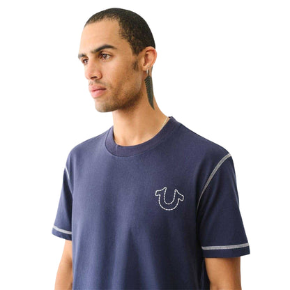 Dress Blue - Side - True Religion Mens Horseshoe T-Shirt