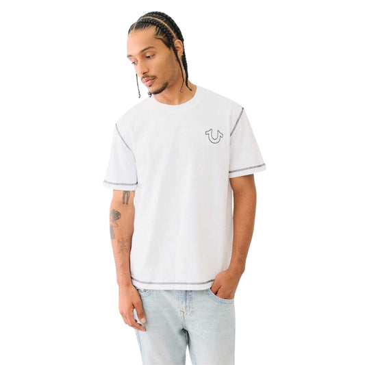 White - Front - True Religion Mens Horseshoe T-Shirt
