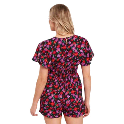 Black - Back - Influence Womens-Ladies Floral Wrap Playsuit