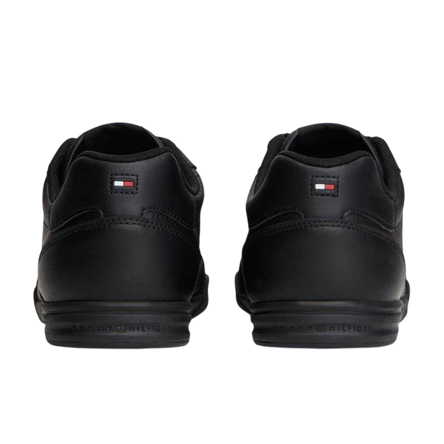 Black - Back - Tommy Hilfiger Mens Lopro Leather Trainers