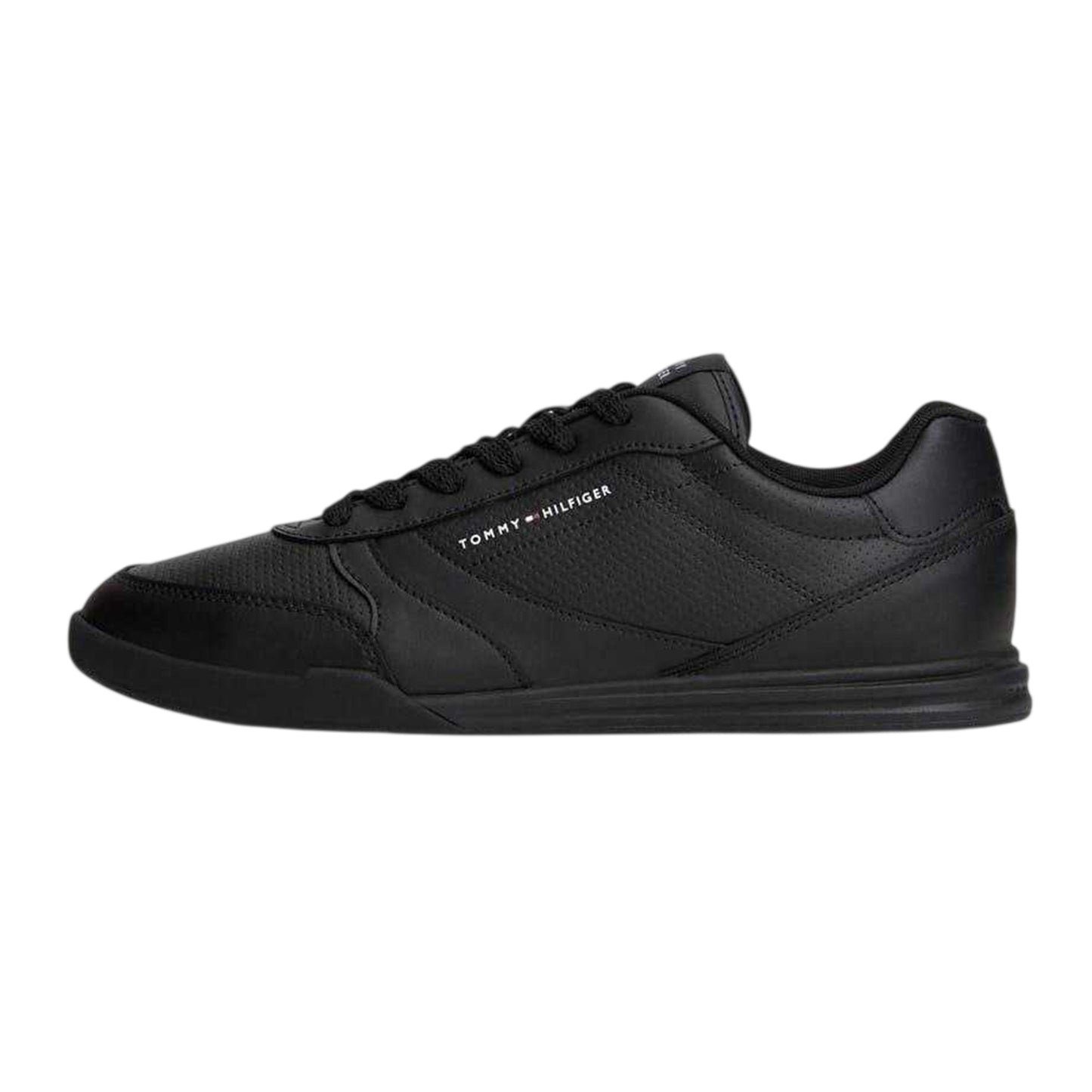 Black - Side - Tommy Hilfiger Mens Lopro Leather Trainers