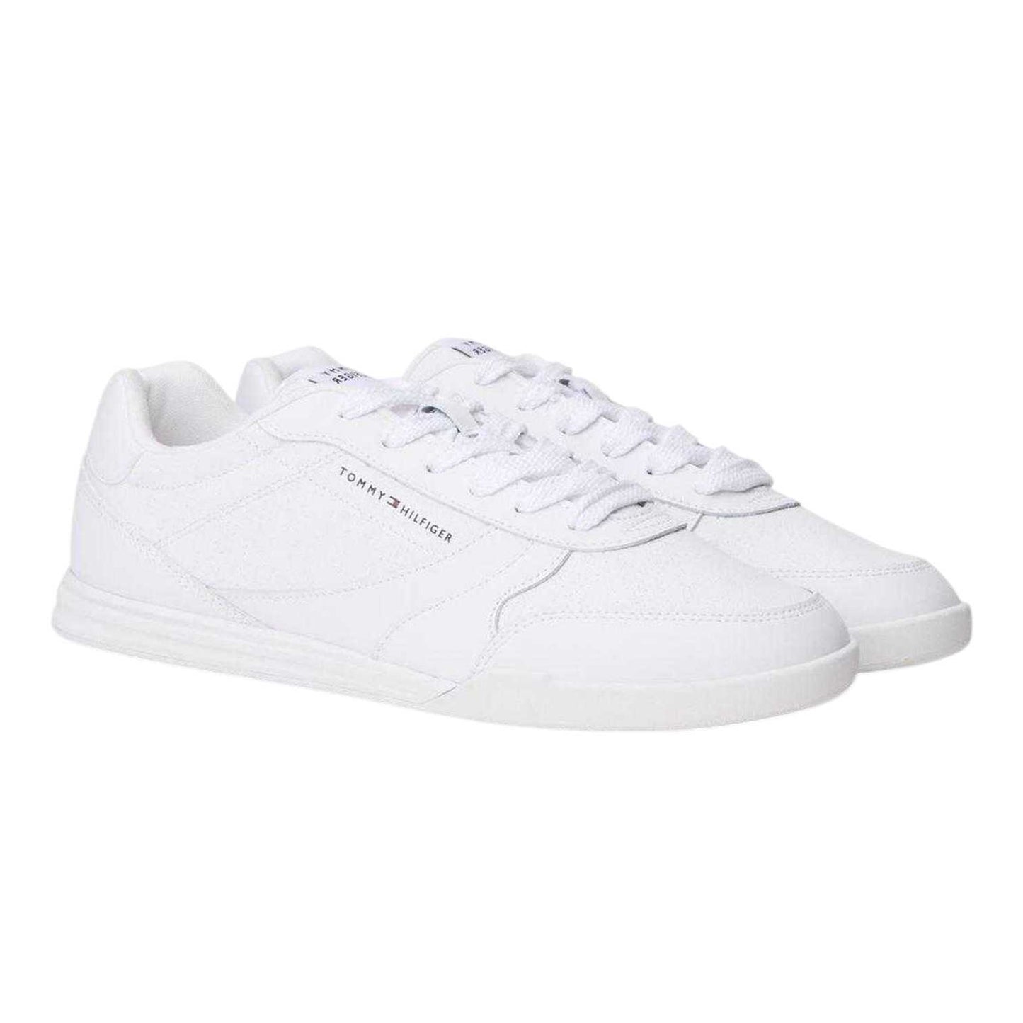 White - Front - Tommy Hilfiger Mens Lopro Leather Trainers