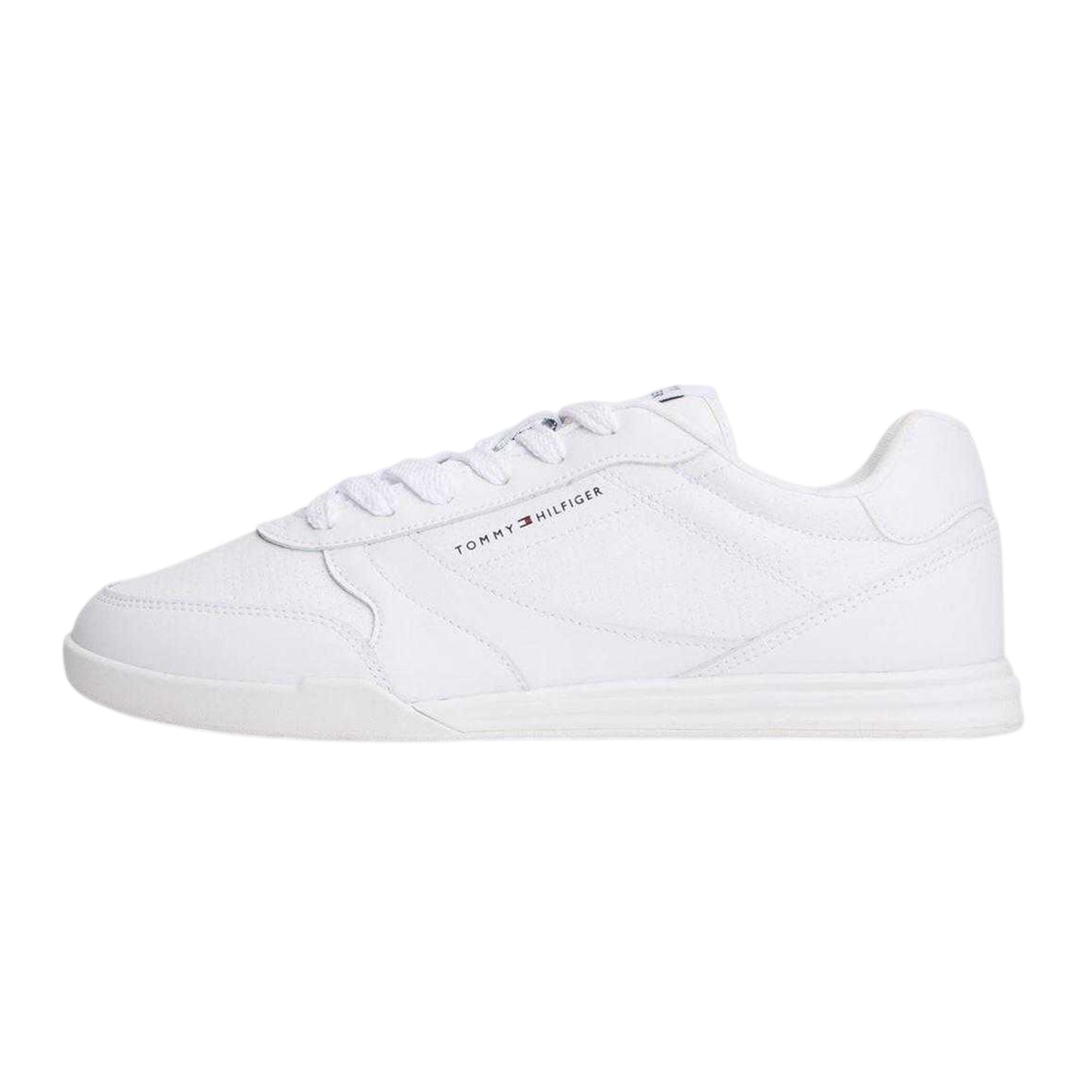 White - Side - Tommy Hilfiger Mens Lopro Leather Trainers