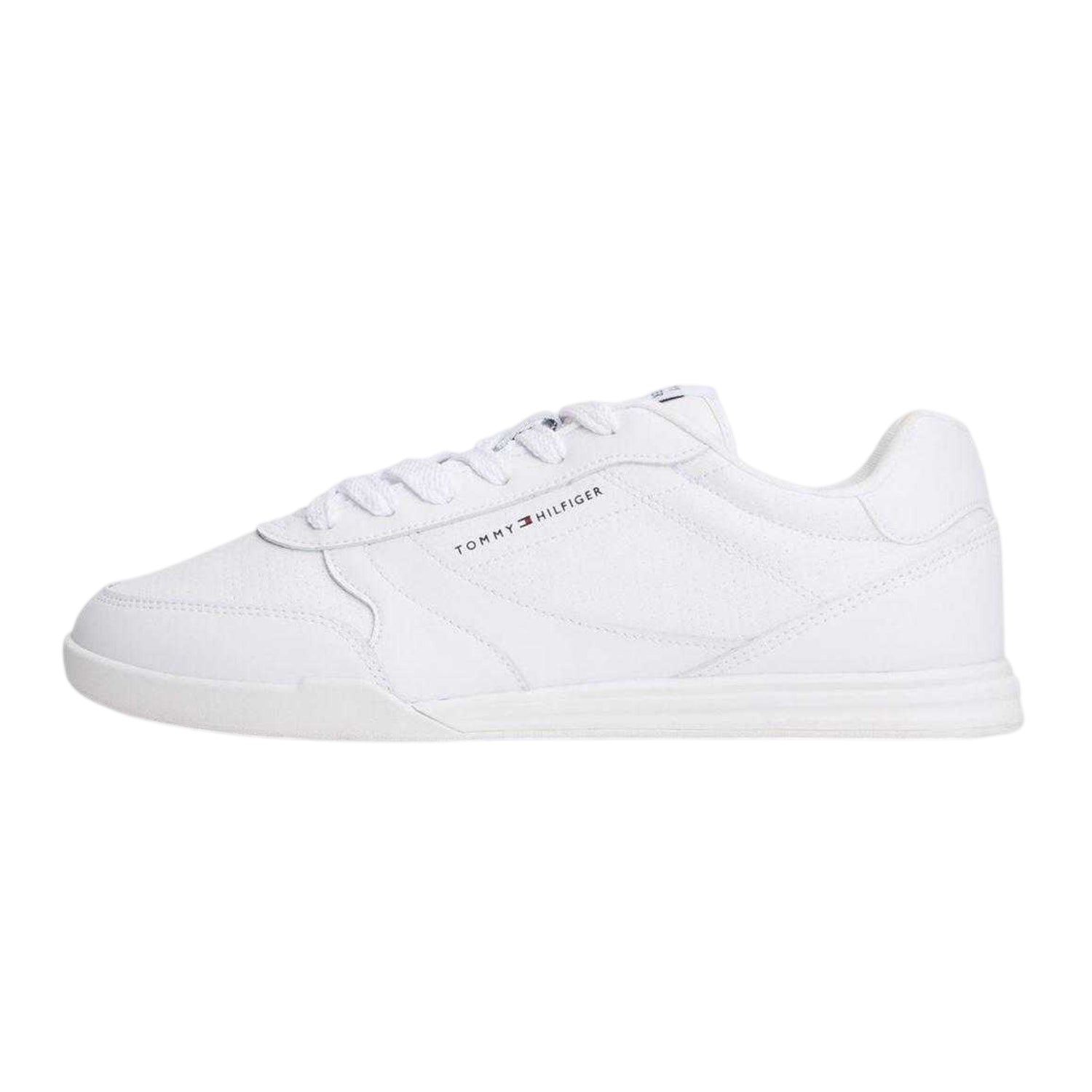 White - Side - Tommy Hilfiger Mens Lopro Leather Trainers