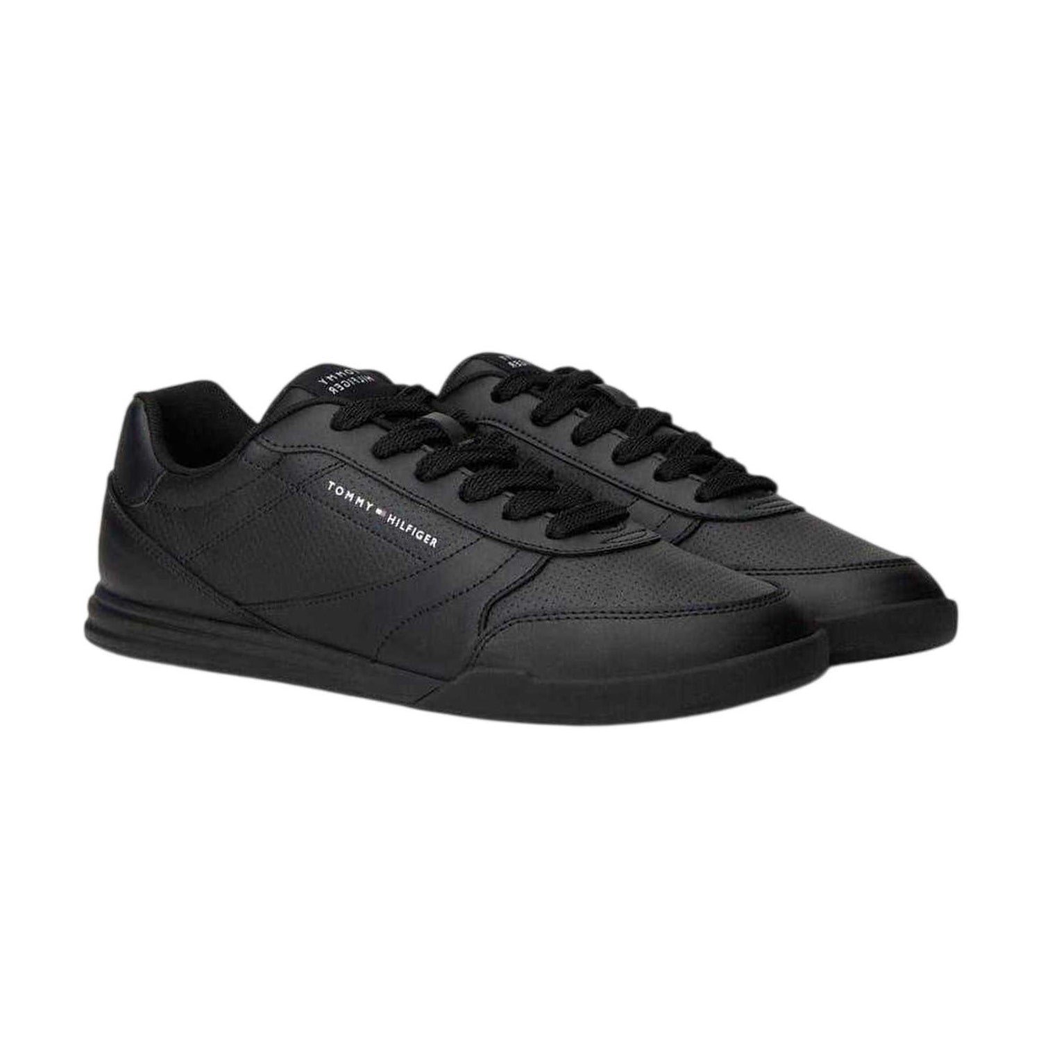 Black - Front - Tommy Hilfiger Mens Lopro Leather Trainers