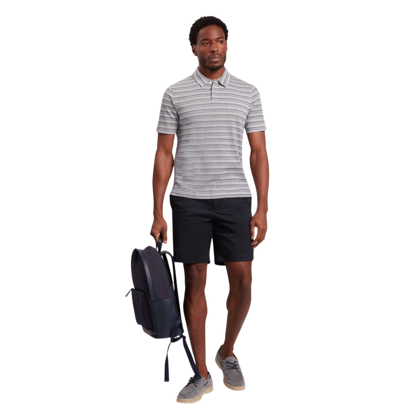Navy - Lifestyle - Ted Baker Mens Striped Waffle Knit Polo Shirt