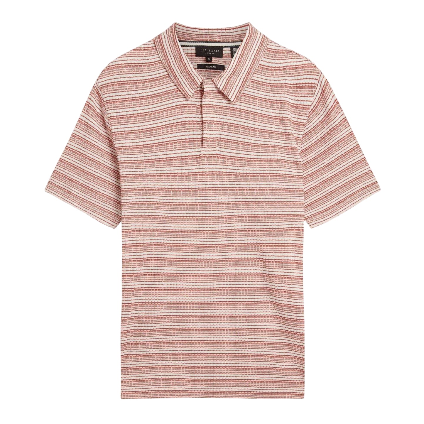 Red - Front - Ted Baker Mens Striped Waffle Knit Polo Shirt