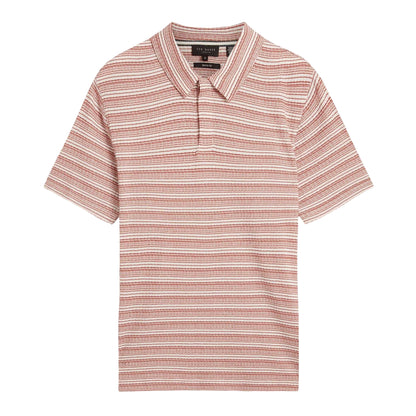 Red - Front - Ted Baker Mens Striped Waffle Knit Polo Shirt