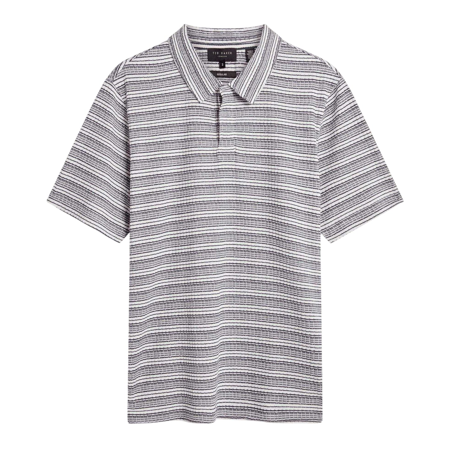 Navy - Front - Ted Baker Mens Striped Waffle Knit Polo Shirt