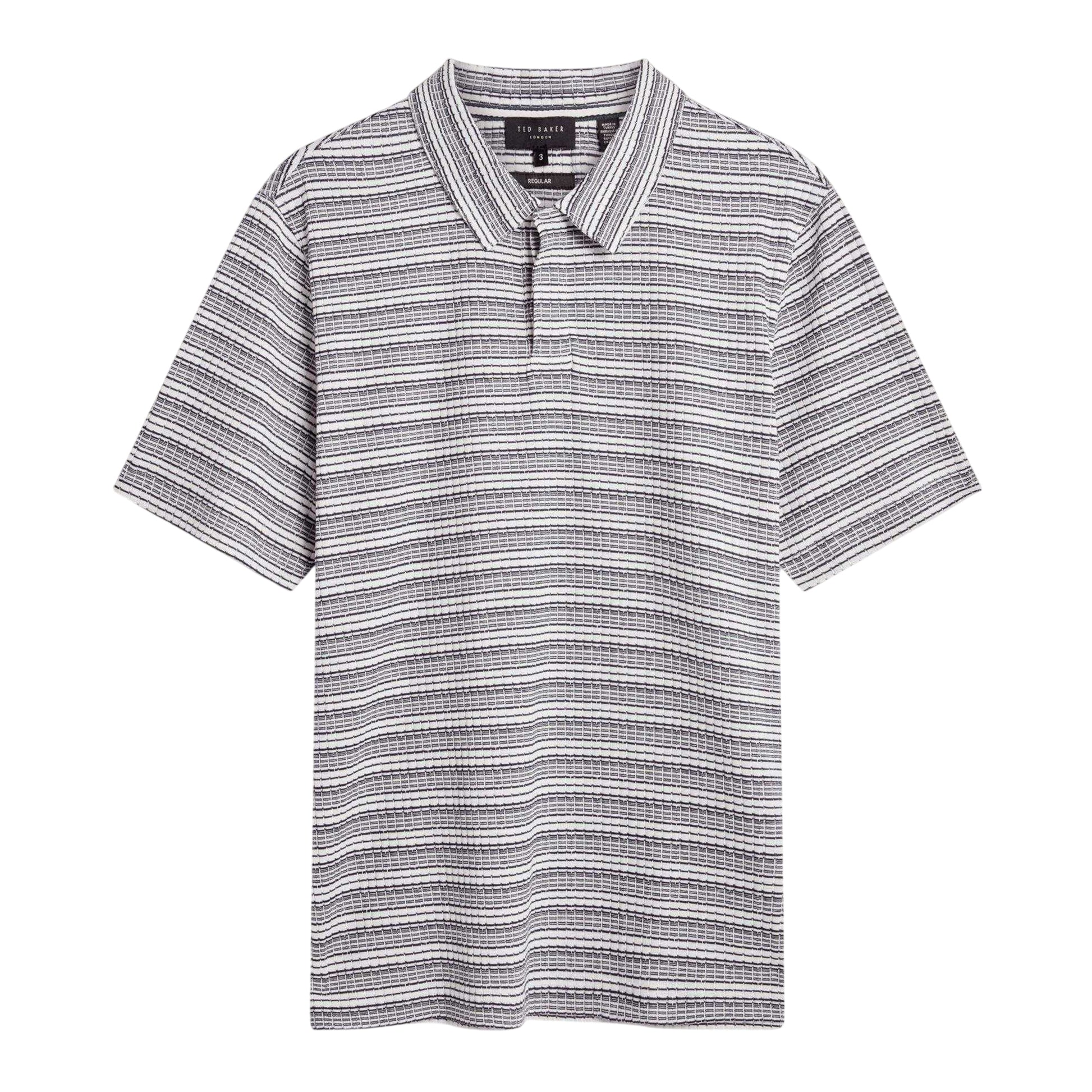 Navy - Front - Ted Baker Mens Striped Waffle Knit Polo Shirt