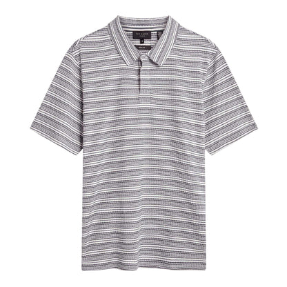 Navy - Front - Ted Baker Mens Striped Waffle Knit Polo Shirt