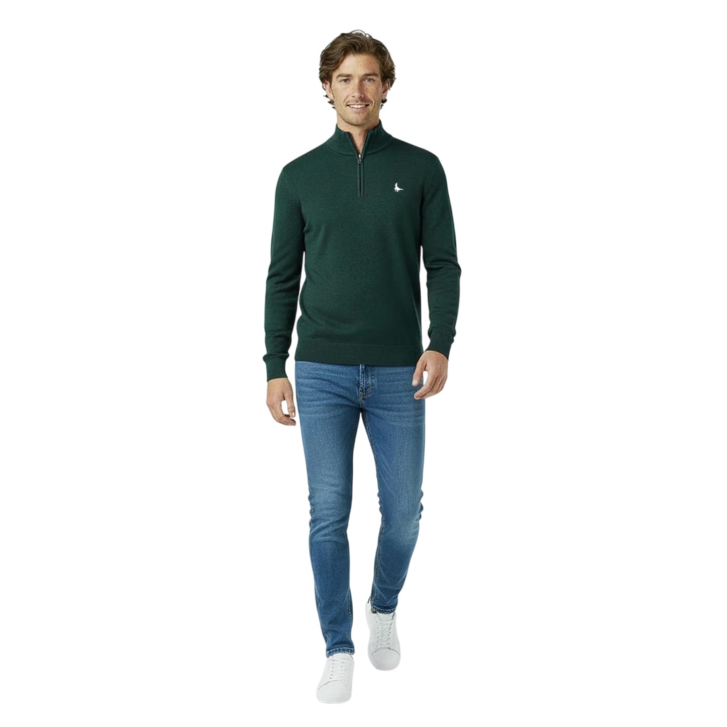 Pine Marl - Side - Jack Wills Mens Funnel Neck Jumper