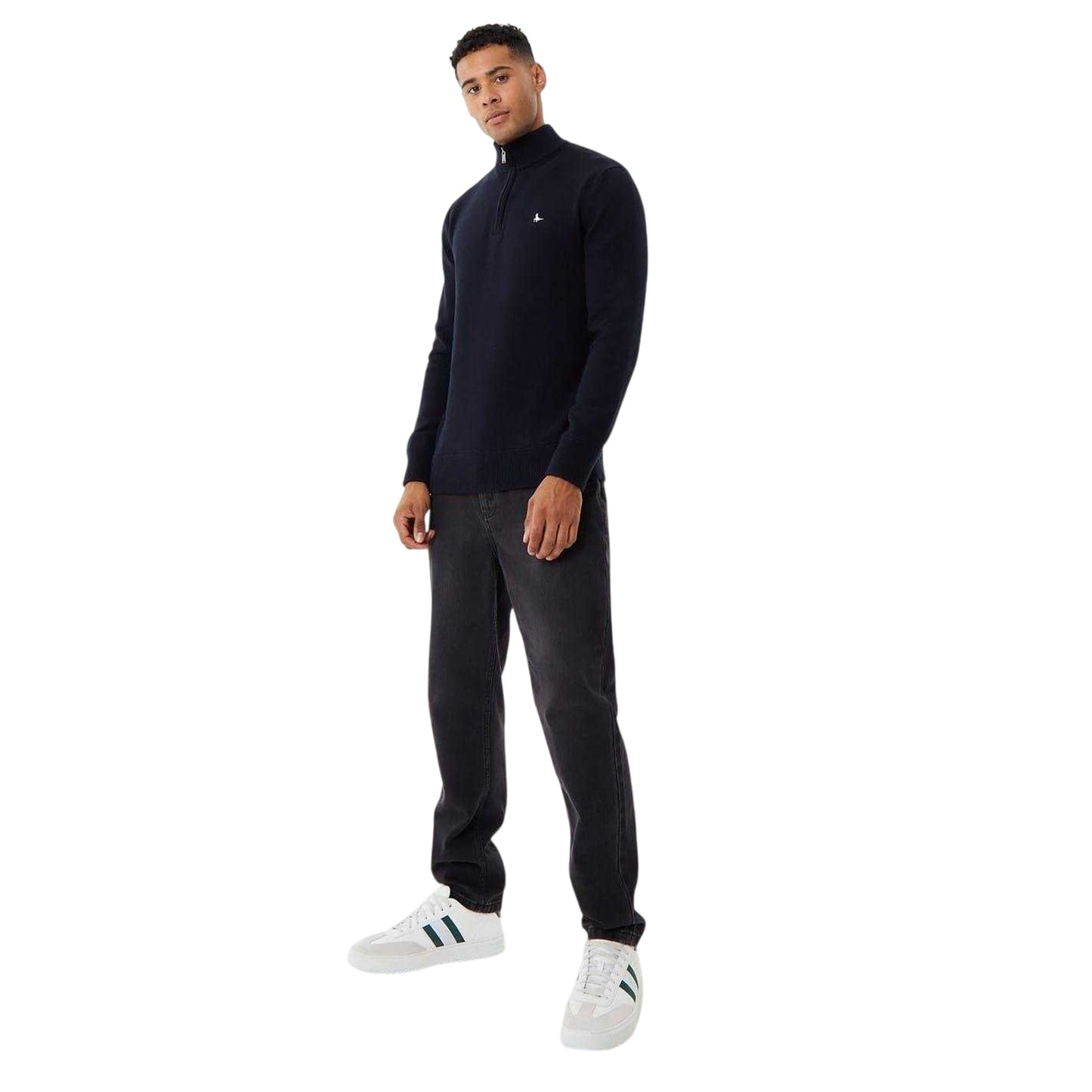 Black - Side - Jack Wills Mens Funnel Neck Jumper