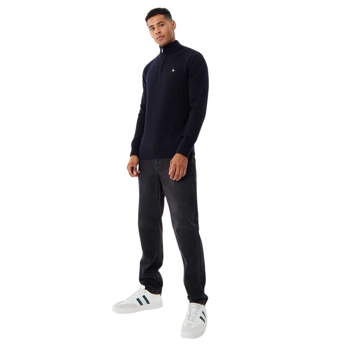 Black - Side - Jack Wills Mens Funnel Neck Jumper
