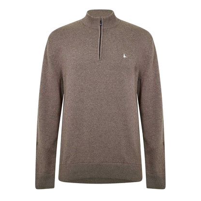 Brown Marl Marl - Front - Jack Wills Mens Funnel Neck Jumper