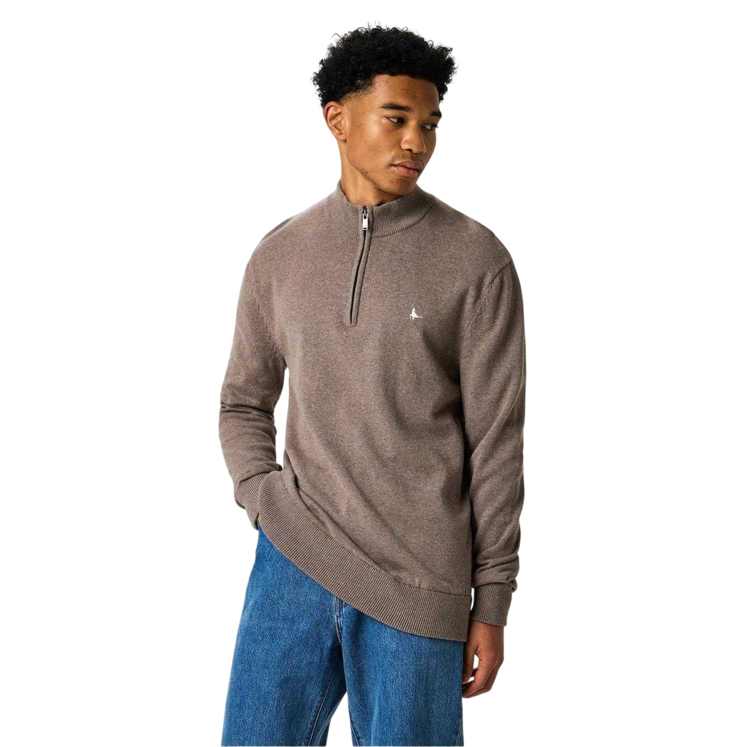Brown Marl Marl - Side - Jack Wills Mens Funnel Neck Jumper