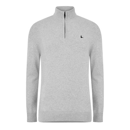 Light Ash Marl - Front - Jack Wills Mens Funnel Neck Jumper