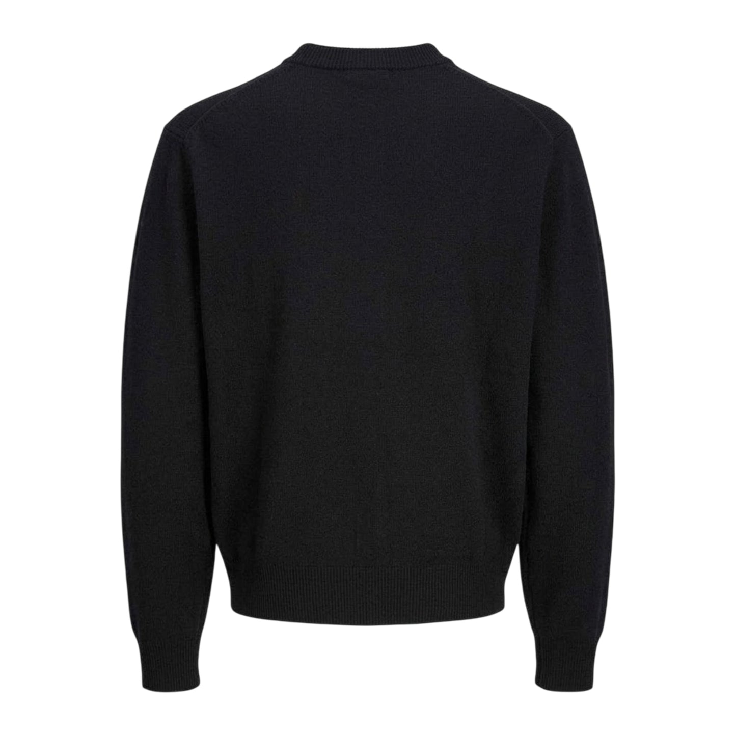 Black - Back - Jack And Jones Mens Crew Neck Regular Long-Sleeved Jumper