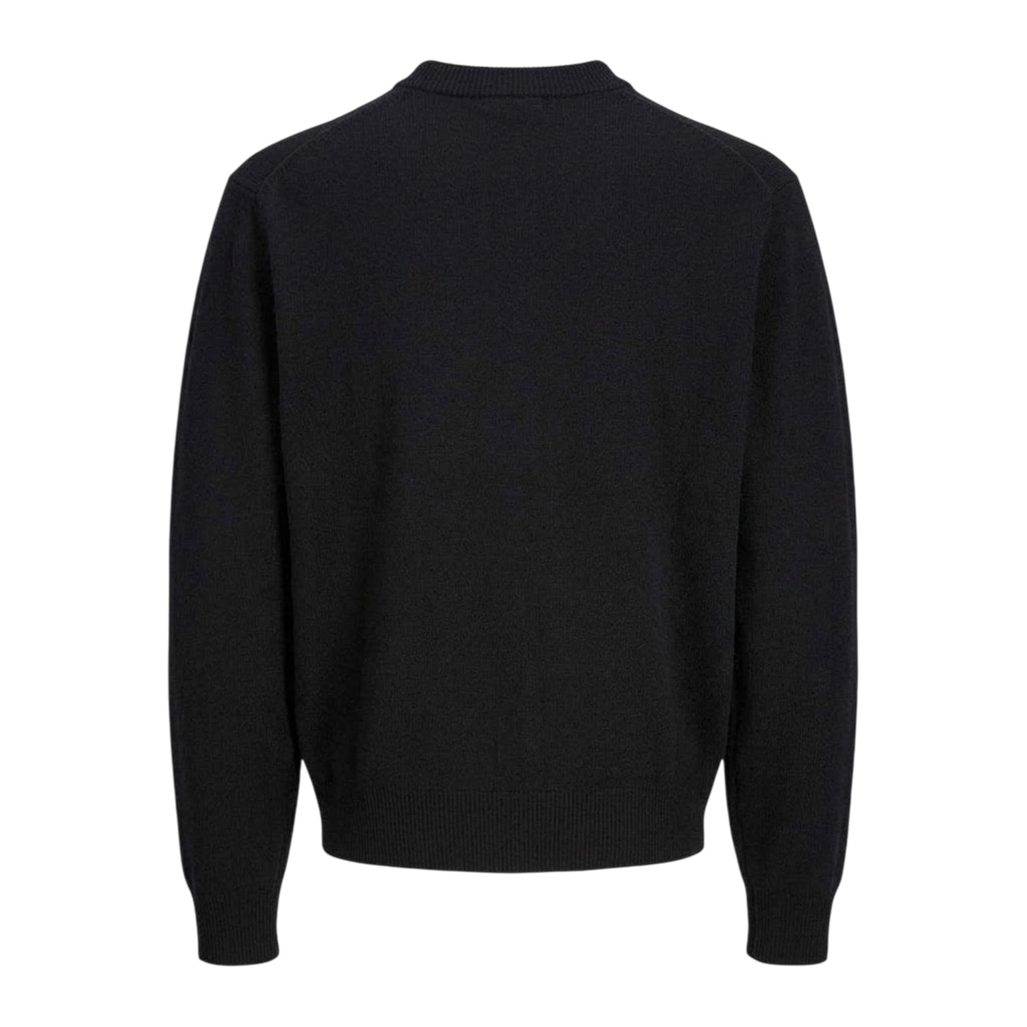Black - Back - Jack And Jones Mens Crew Neck Regular Long-Sleeved Jumper