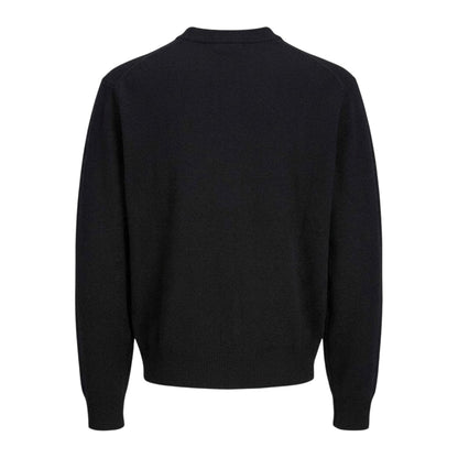Black - Back - Jack And Jones Mens Crew Neck Regular Long-Sleeved Jumper