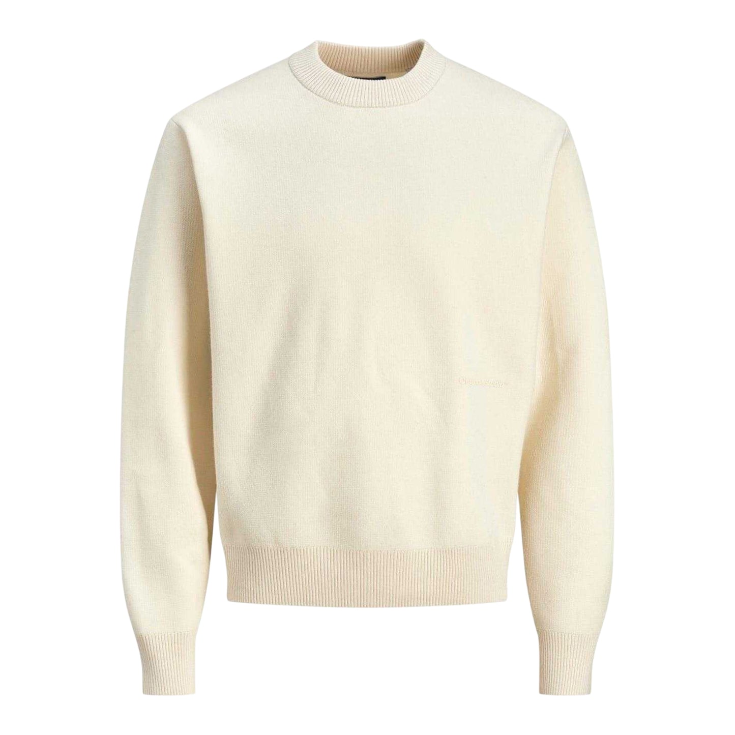 Sea Salt - Front - Jack And Jones Mens Crew Neck Regular Long-Sleeved Jumper