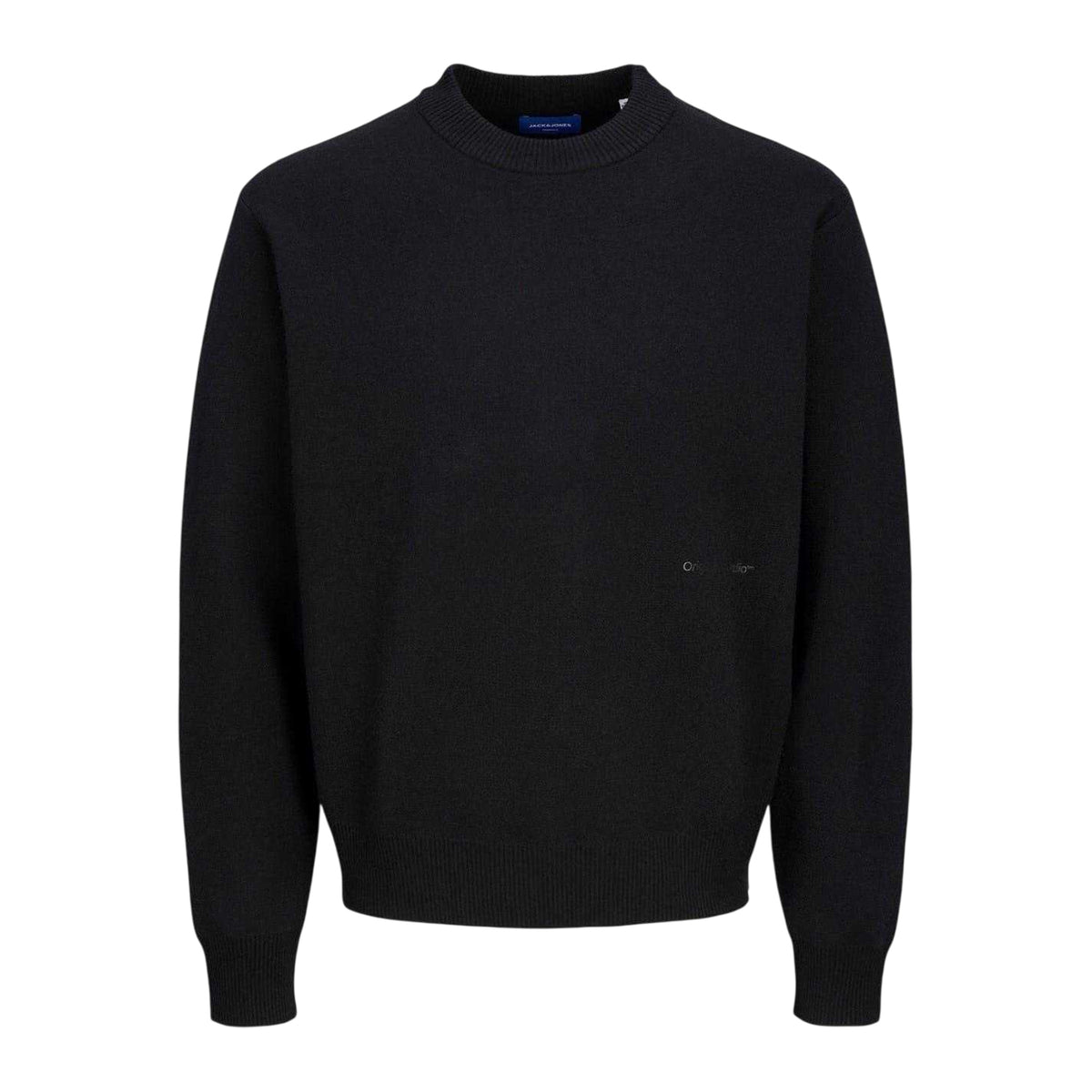 Black - Front - Jack And Jones Mens Crew Neck Regular Long-Sleeved Jumper