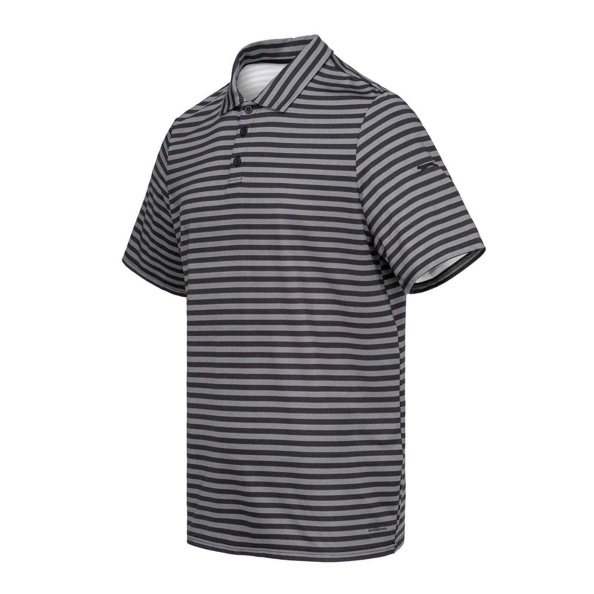 Black - Side - Slazenger Mens Stripe Polo Shirt