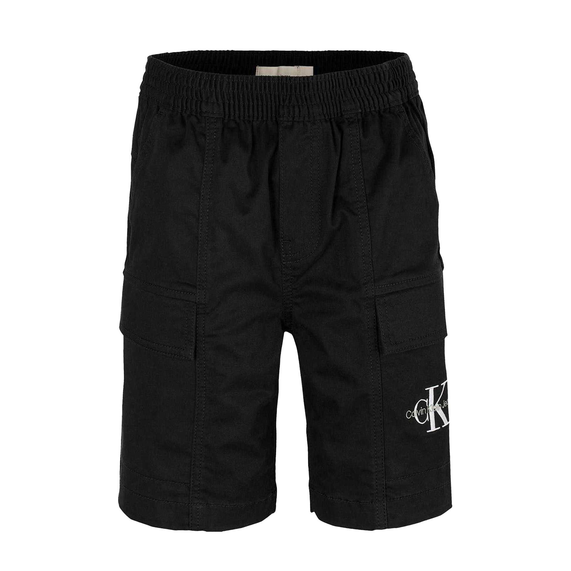Black - Front - Calvin Klein Childrens-Kids Woven Cargo Shorts
