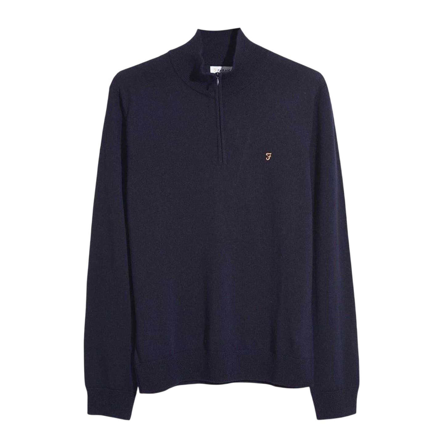 True Navy - Front - Farah Mens Zip Neck Sweater Top