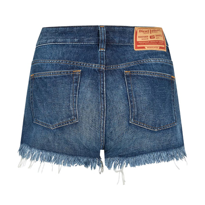 Blue Denim - Back - Diesel Womens-Ladies Rifty Denim Jean Shorts
