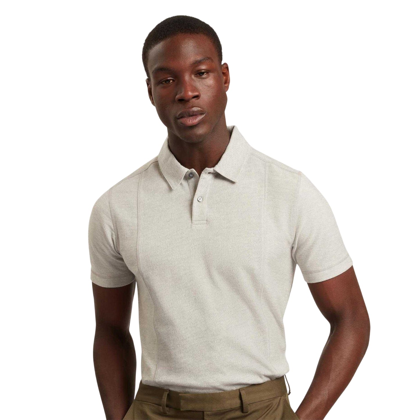 Light Grey - Side - Ted Baker Mens Panpolo Bone Polo Shirt