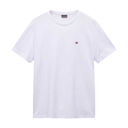 Bright White - Front - Napapijri Mens Salis Logo Short-Sleeved T-Shirt
