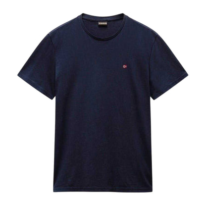 Marine Blue - Front - Napapijri Mens Salis Logo Short-Sleeved T-Shirt