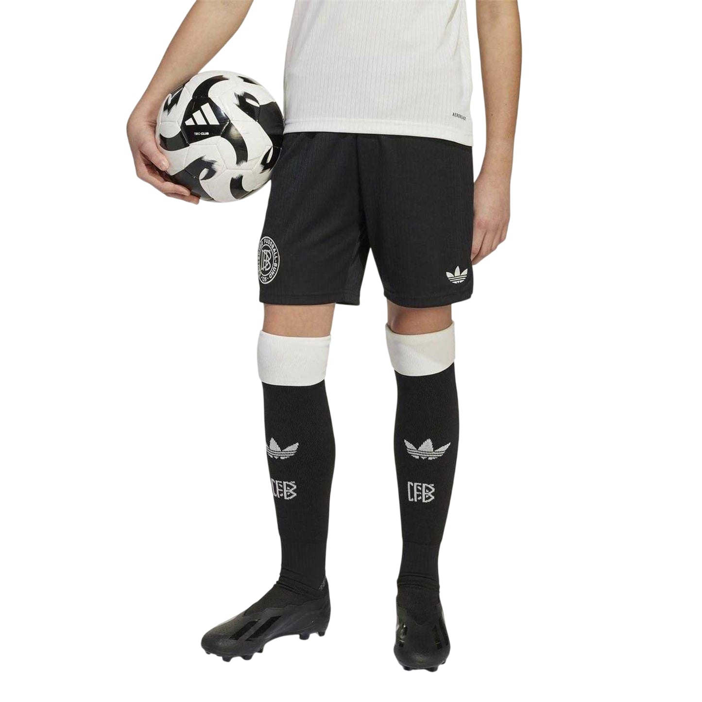 Black - Front - Adidas Childrens-Kids Germany 125th Anniversary Football Shorts
