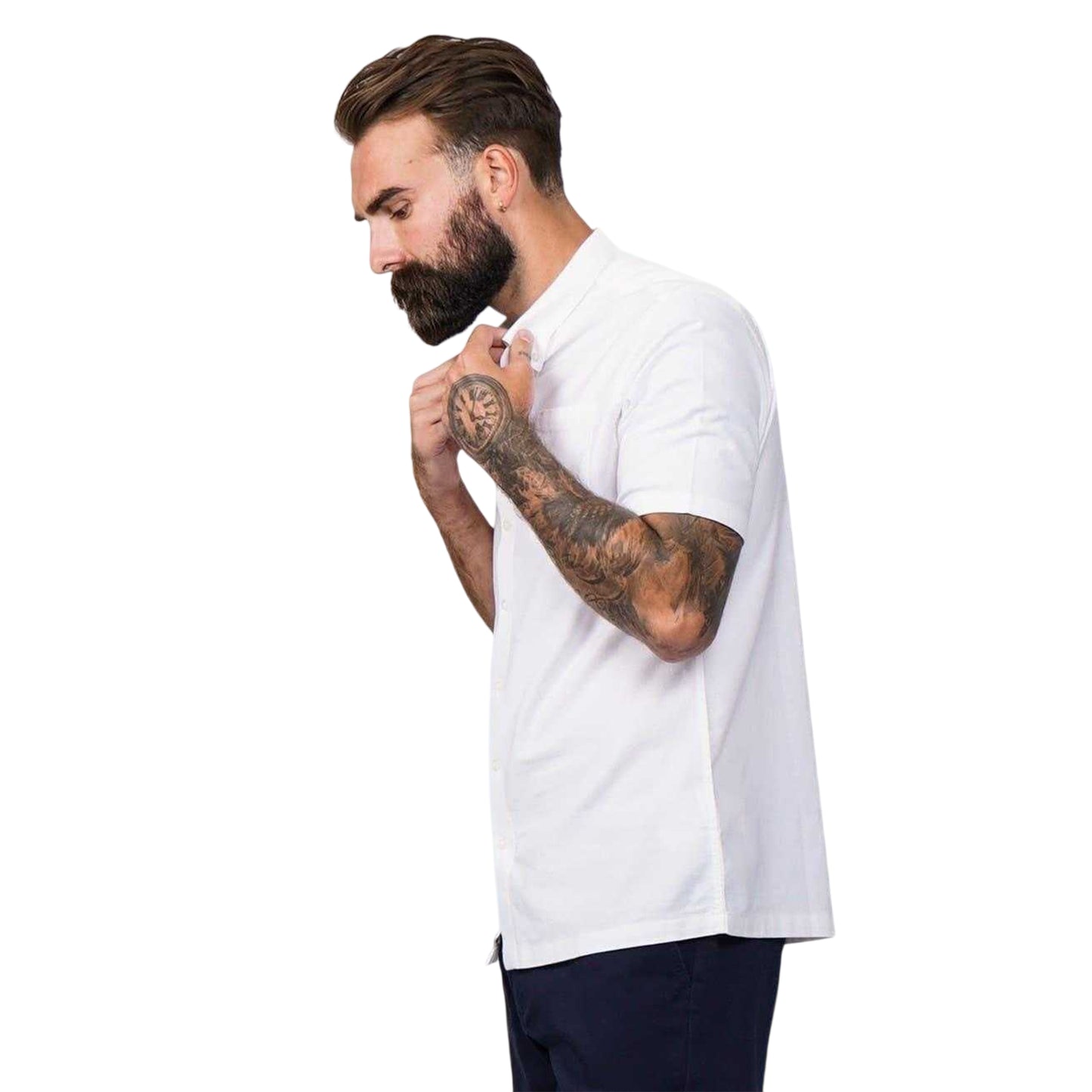 White - Side - Firetrap Mens Classic Oxford Shirt