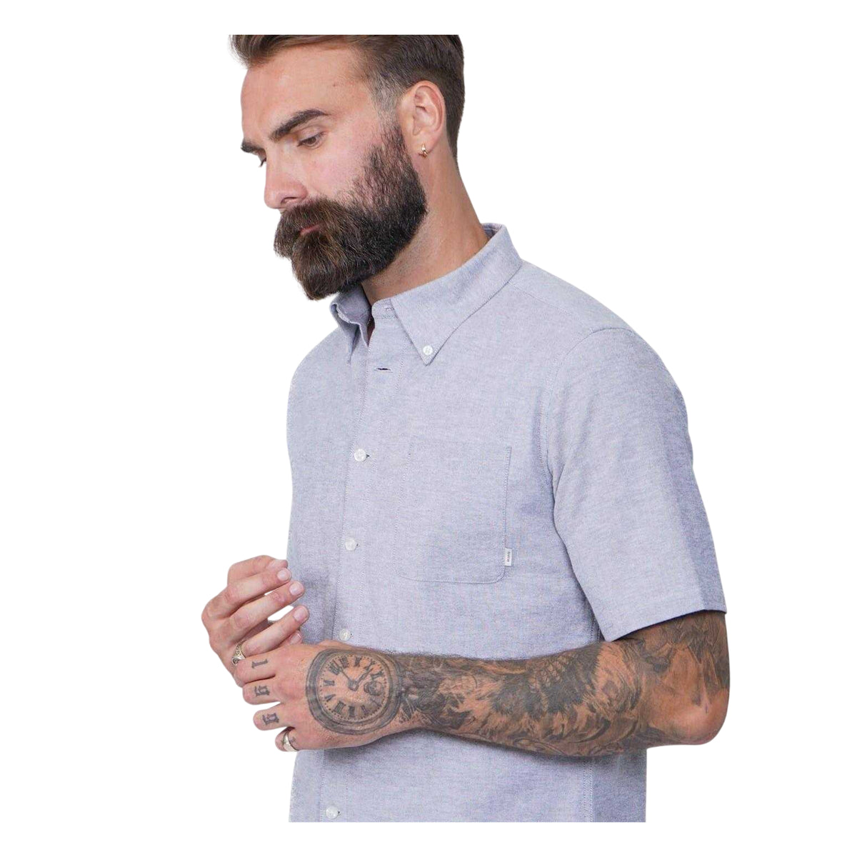 Blue - Side - Firetrap Mens Classic Oxford Shirt