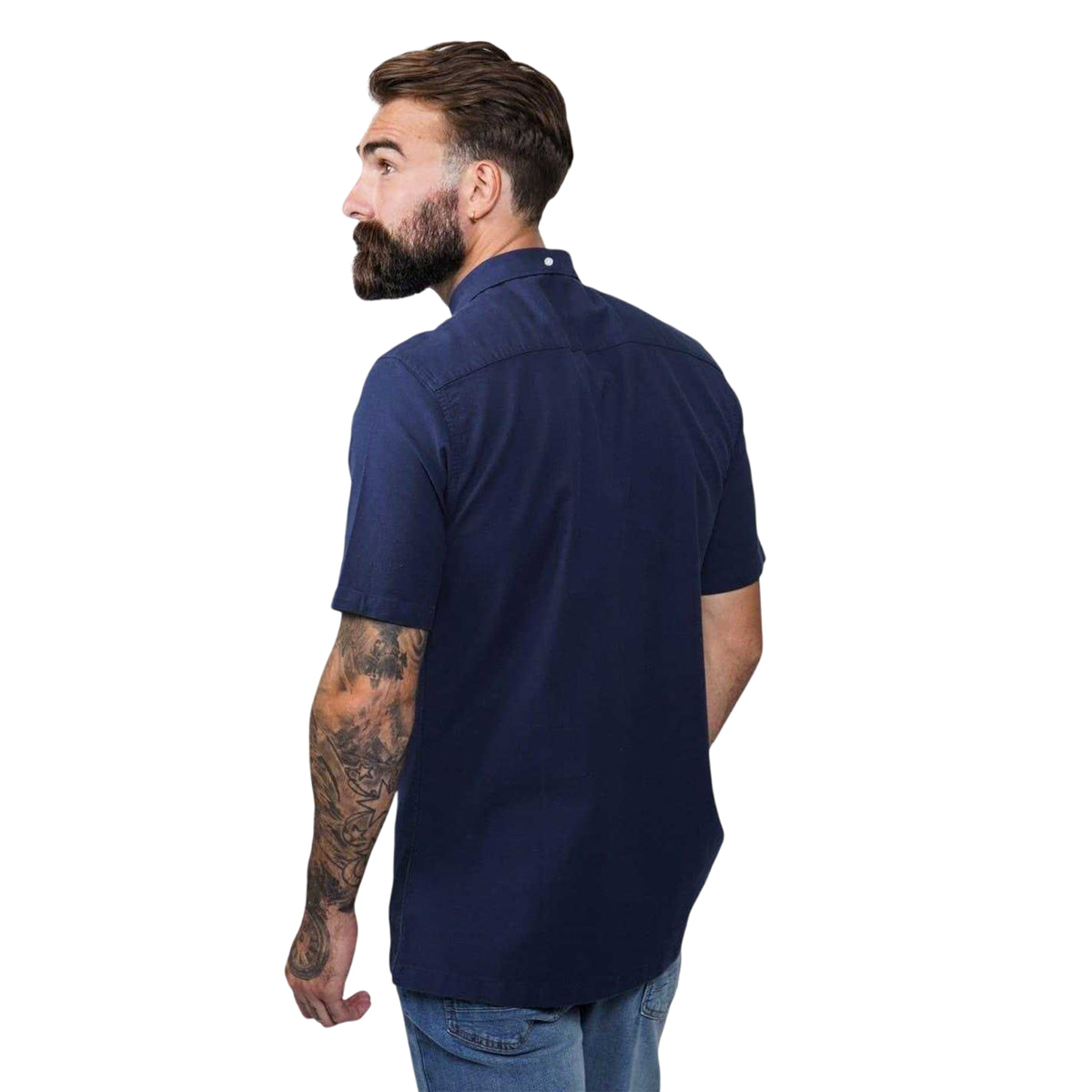 Navy - Back - Firetrap Mens Classic Oxford Shirt
