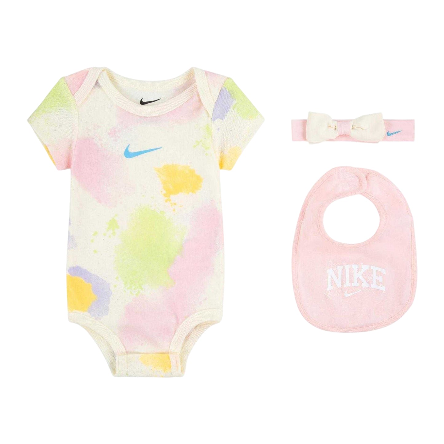 Coconut Milk - Front - Nike Baby Girls Tie Dye Bodysuit Set